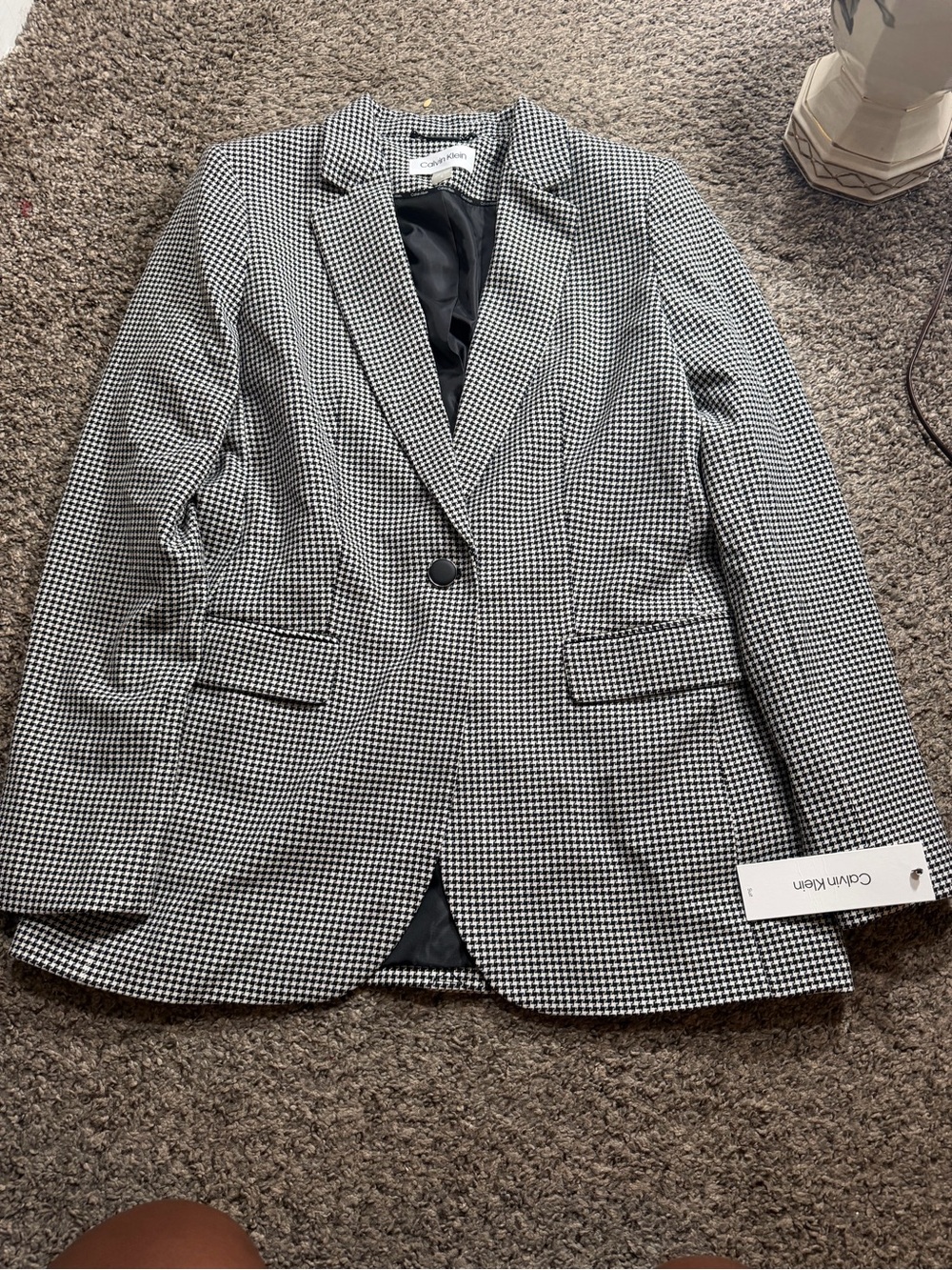 Calvin Klein Men’s Black & White Houndstooth Blazer